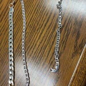 Italian 925 sterling silver 23inc neck lace with 925 sterling bracelet